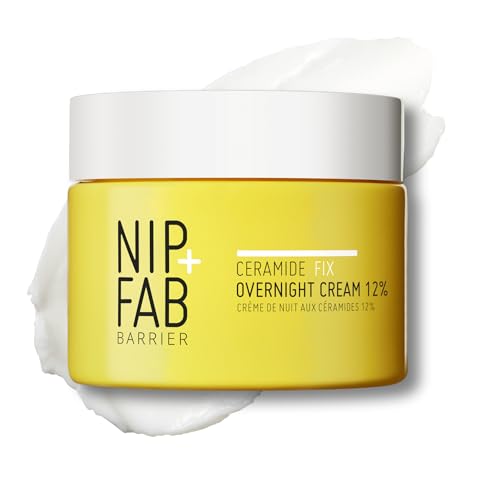 Nip + Fab Ceramide Fix Overnight Repair Cream 12% &amp;ndash; Intensive Night Moisturiser Recovery Balm With Squalane &amp;amp; Hyaluronic Acid for Damaged Skin Barrier Repair, Deep Hydration &amp;amp; Smoothing, 50ml