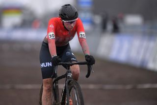 OOSTENDE BELGIUM JANUARY 31 Arrival Blanka Vas Kata of Hungary during the 72nd UCI CycloCross World Championships Oostende 2021 Women U23 UCICX CXWorldCup Ostend2021 CX on January 31 2021 in Oostende Belgium Photo by Luc ClaessenGetty Images