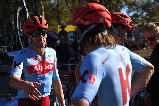 Alex Dowsett and Katusha-Alpecin teammate Marco Haller are pleased to have stayed upright after a chaotic finish to the 2019 Down Under Classic