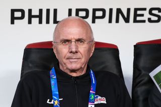 Sven Goran Eriksson coach of Philippines in action during the AFC Asian Cup Group C match between the Philippines and China at Mohammed Bin Zayed Stadium on January 11, 2019 in Abu Dhabi, United Arab Emirates. (Photo by Zhizhao Wu/Getty Images)