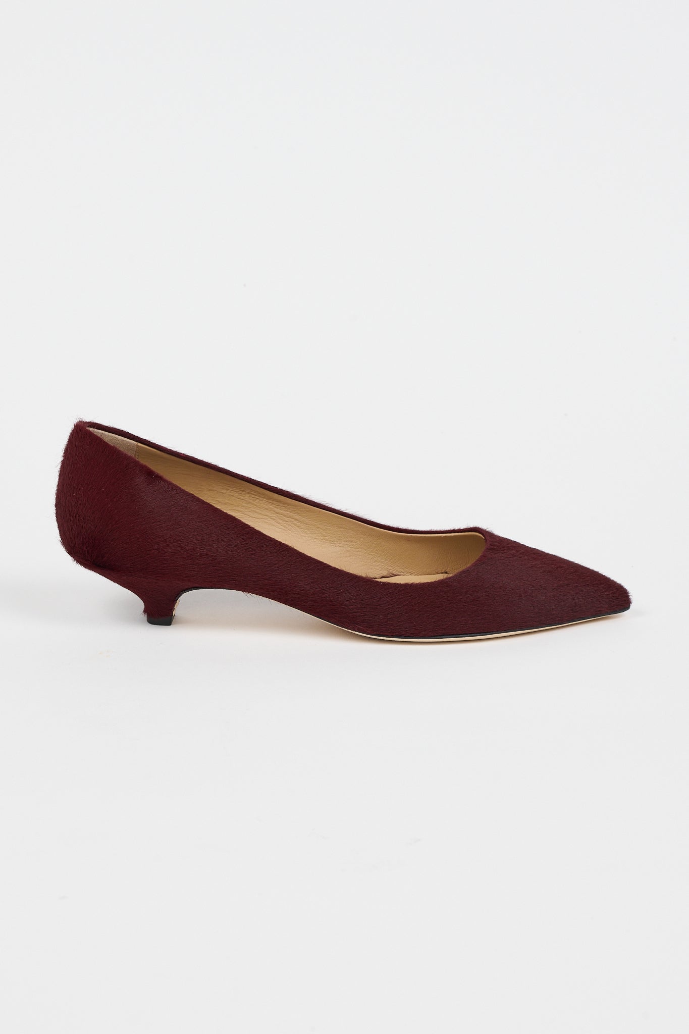 The Kitty Point Heel in Ponyhair Claret - Claret / 35