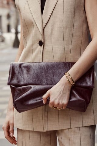 Folded Patent-Leather Clutch