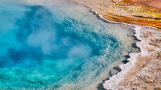 Aerial view of Silex Spring at Yellowstone National Park, USA