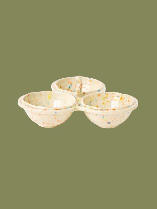 Tami Splatter Ceramic Triple Dip Bowl 