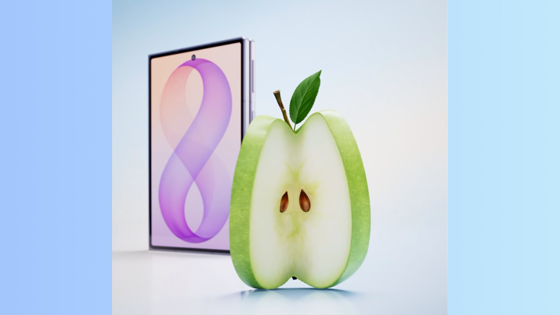 Samsung ad featuring an Apple trying to fold next to the Galaxy Z Fold 8