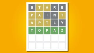 Wordle answer 757 on a yellow background