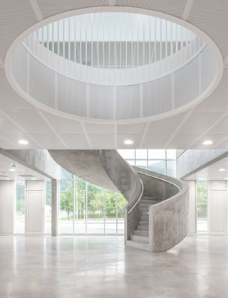 Inside the main entrance with spiral staircase