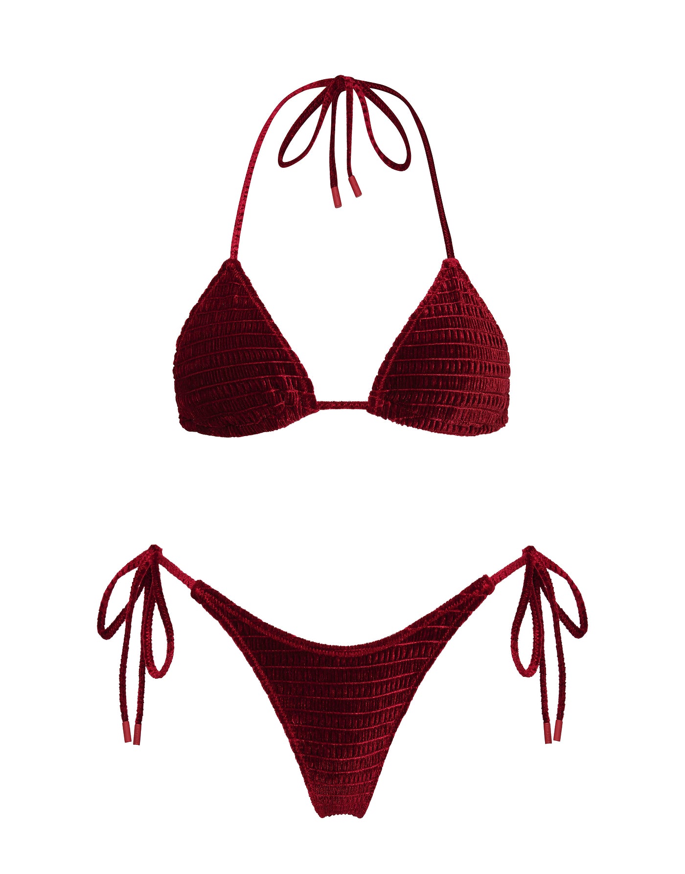 Vinca - Roni Burgundy Velvet Triangle Bikini Set | Triangl