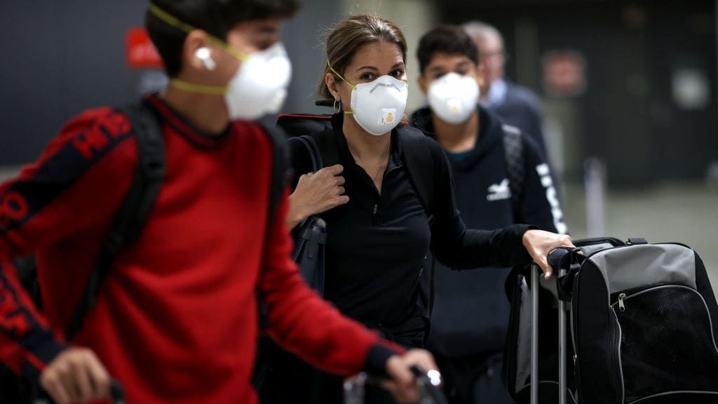 People wearing masks in Virginia.