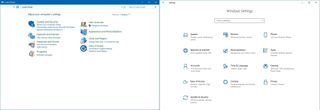 Control Panel (left), Settings app (right)