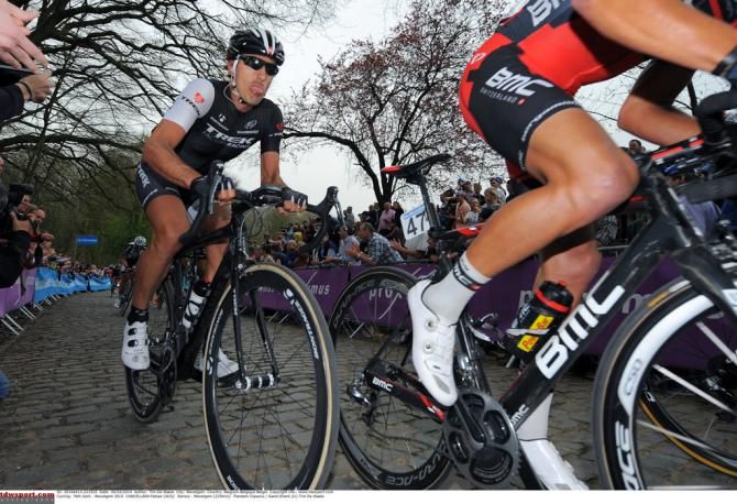 Fabian Cancellara (Trek) pokes out the tongue
