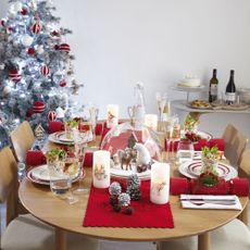 dining room with christmas tree 