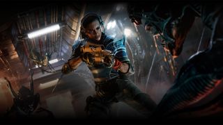 Alien Rogue Incursion art director interview; a woman points a gun at a xenomorph