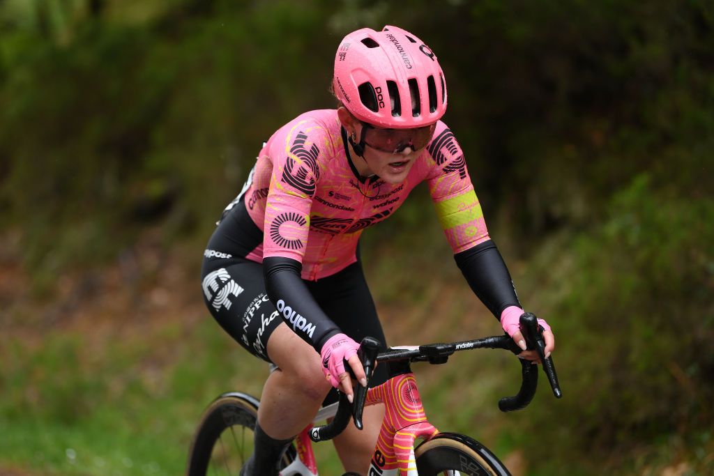 Noemi Rüegg of EF Education-Cannondale attacks during stage four at the Vuelta a Burgos Feminas 2024