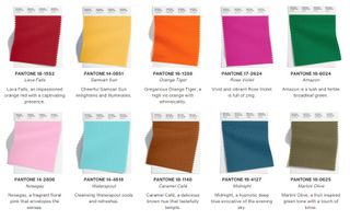 10 of the 15 colours predicted by Pantone.