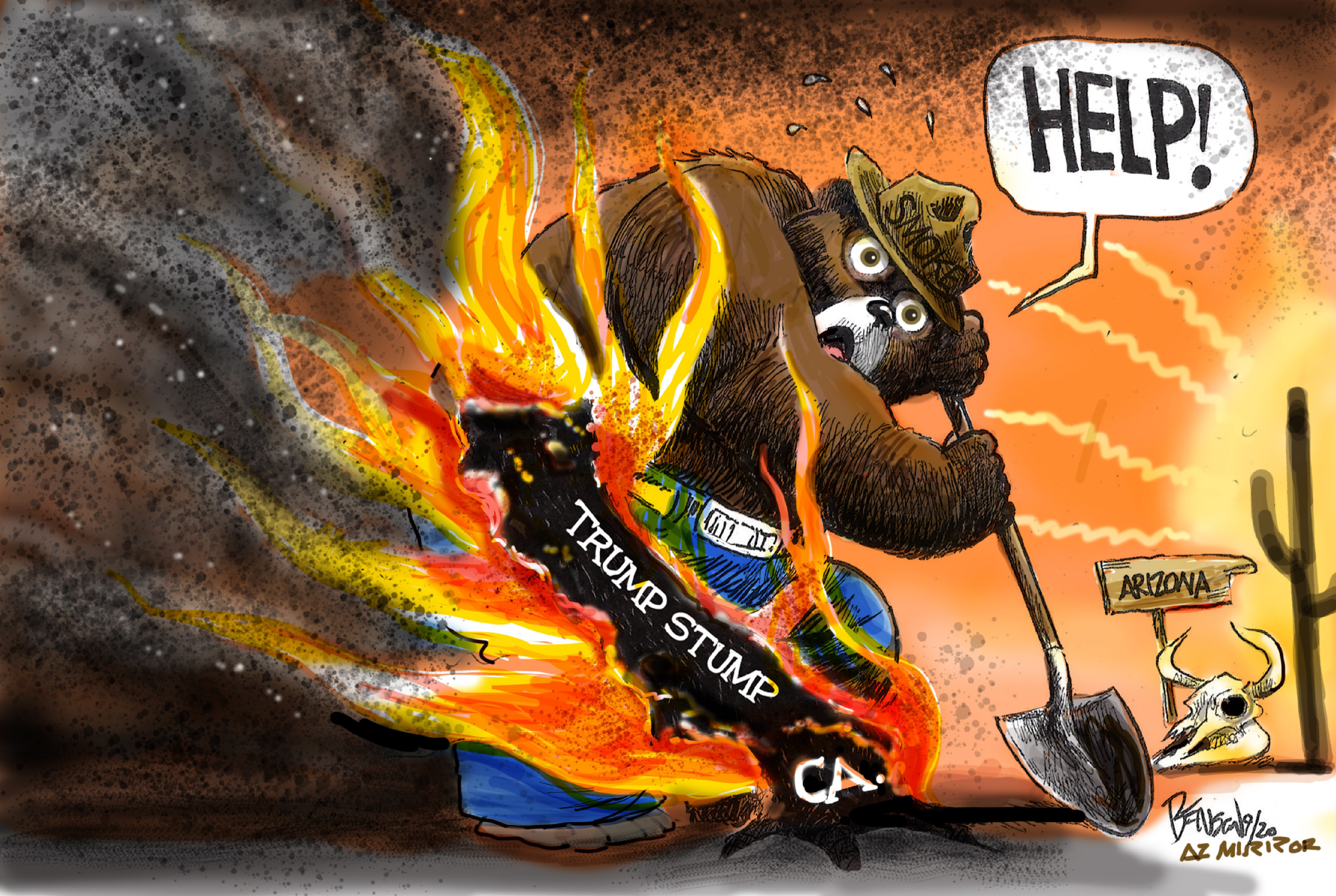 Political Cartoon U.S. wildfires Trump Smokey the Bear | The Week