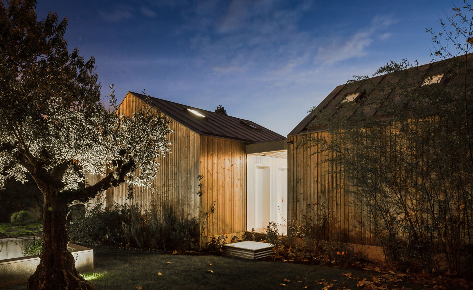 The house's Scandinavian pinewood cladding will weather in time, slowly acquiring a soft grey tint 