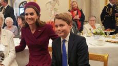 Prince George of Wales and Catherine, Princess of Wales join Second World War veterans and their families at a tea party in Buckingham Palace on May 5, 2025