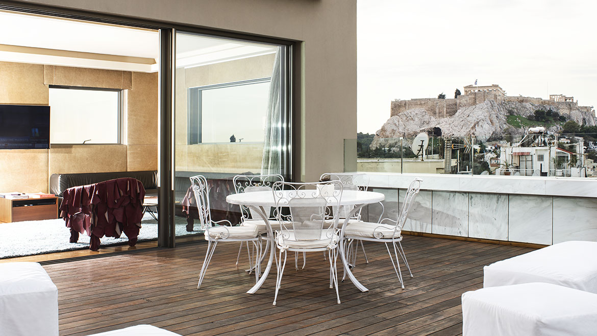View on the Acropolis from the penthouse suite