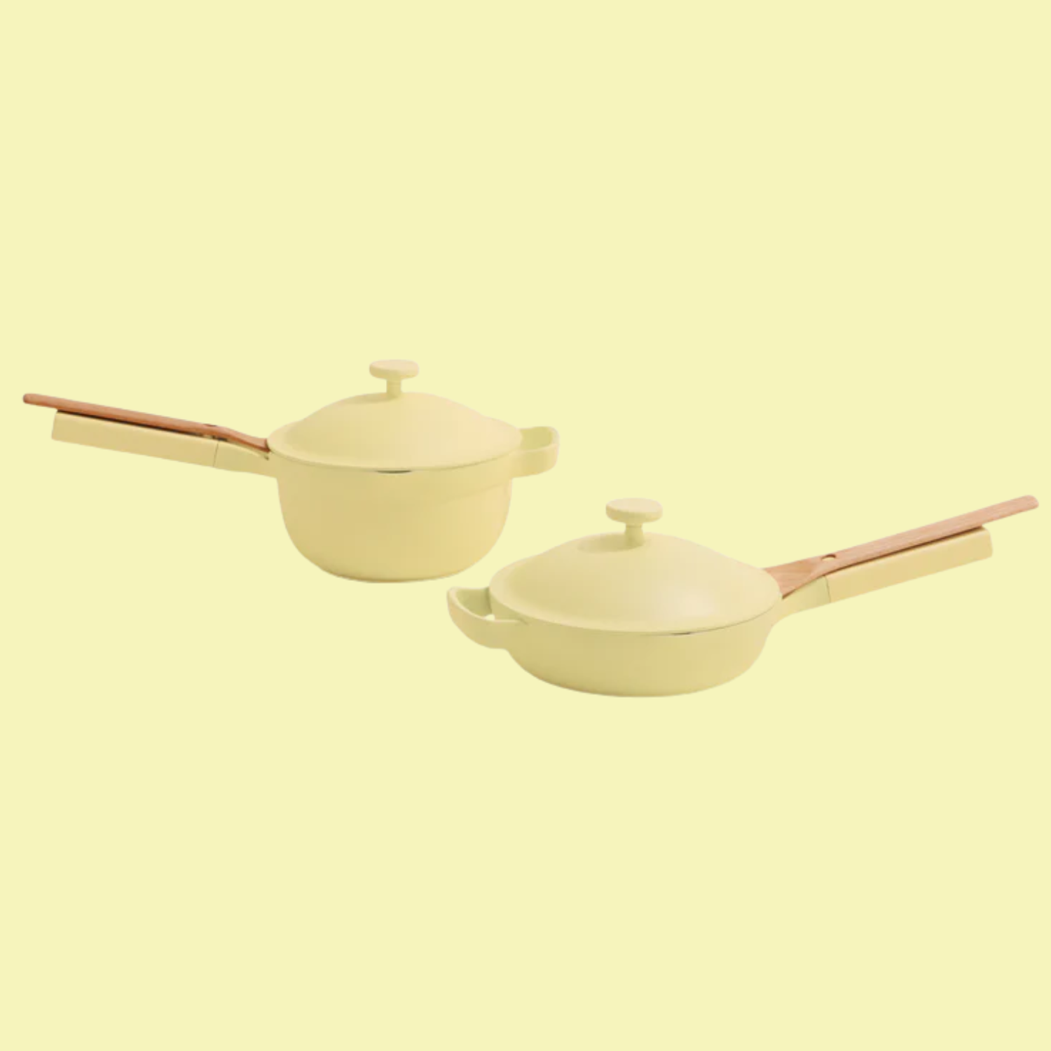 A pot and pan in butter yellow