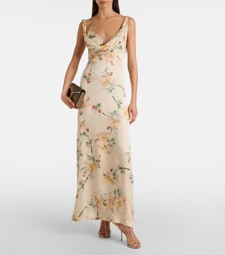 Floral Draped Maxi Dress