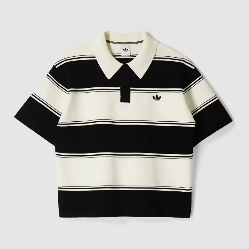 adidas Originals x ASOS knitted polo shirt co-ord in black and white stripe