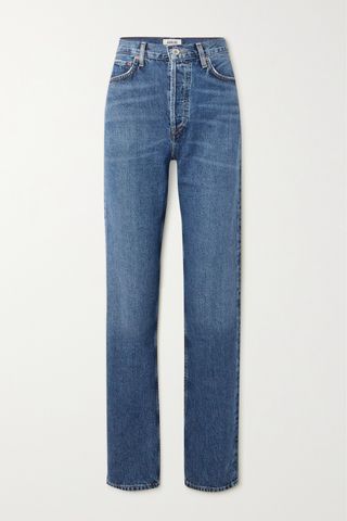 + Net Sustain Long, high-waisted, organic cotton straight leg jeans in 90s style with a slim waist