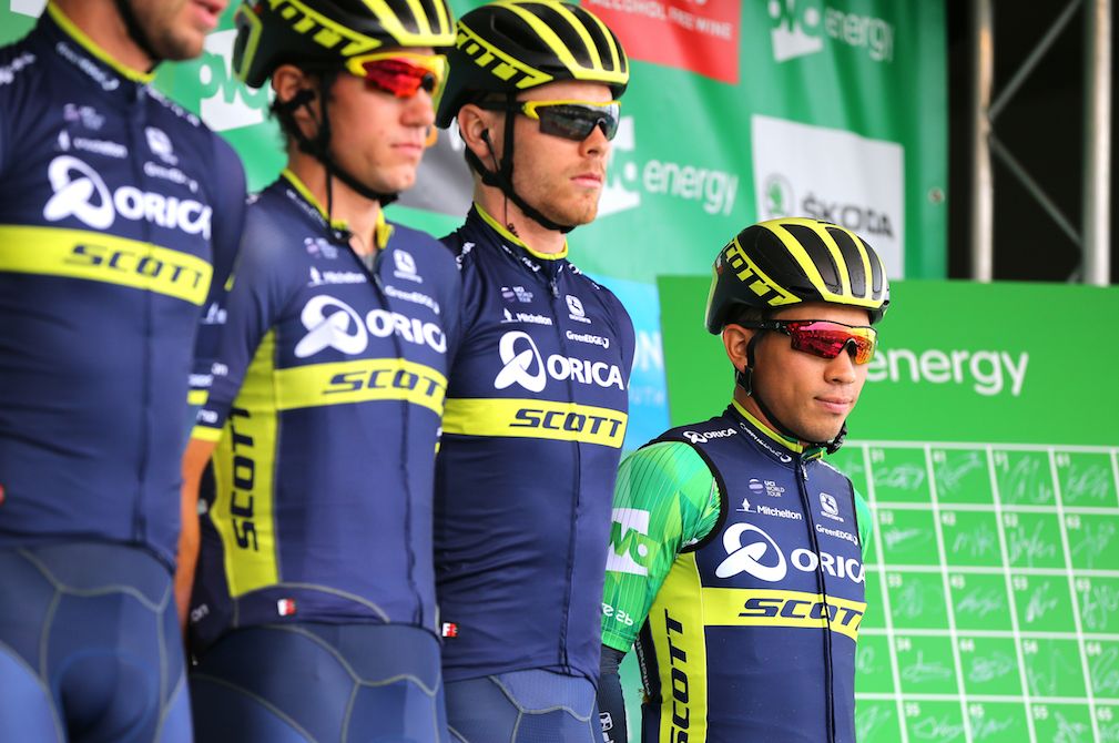 Orica-Scott ahead of the Tour of Britain's second stage
