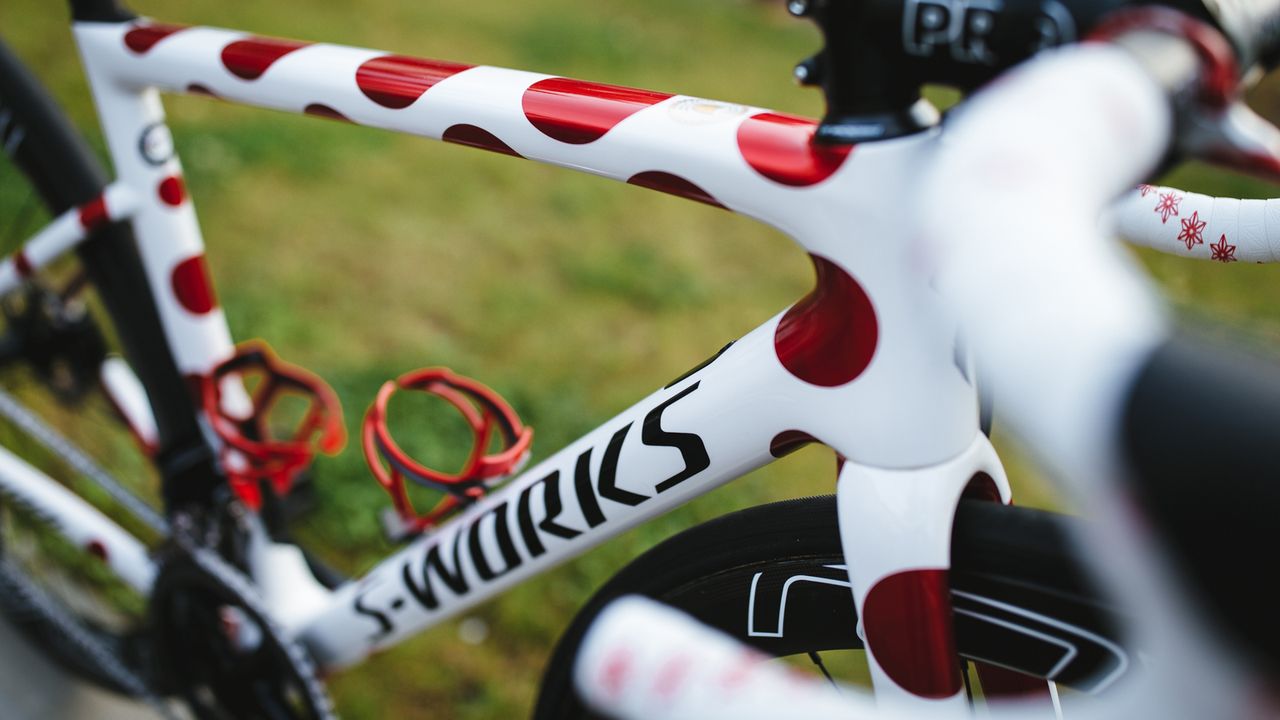 The polka-dot design adorned the S-Works Tarmac frameset