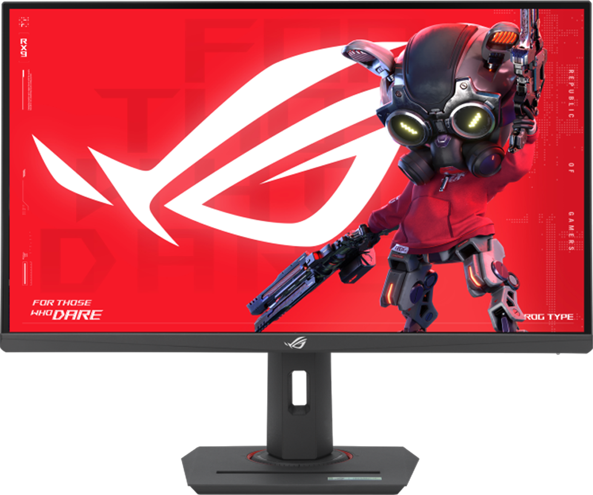 An Asus ROG Strix XG27ACS gaming monitor against a white background