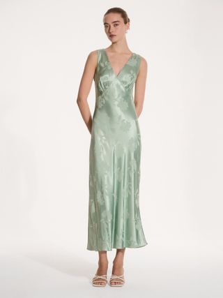 Iris Jacquard Dress in Sage - 4