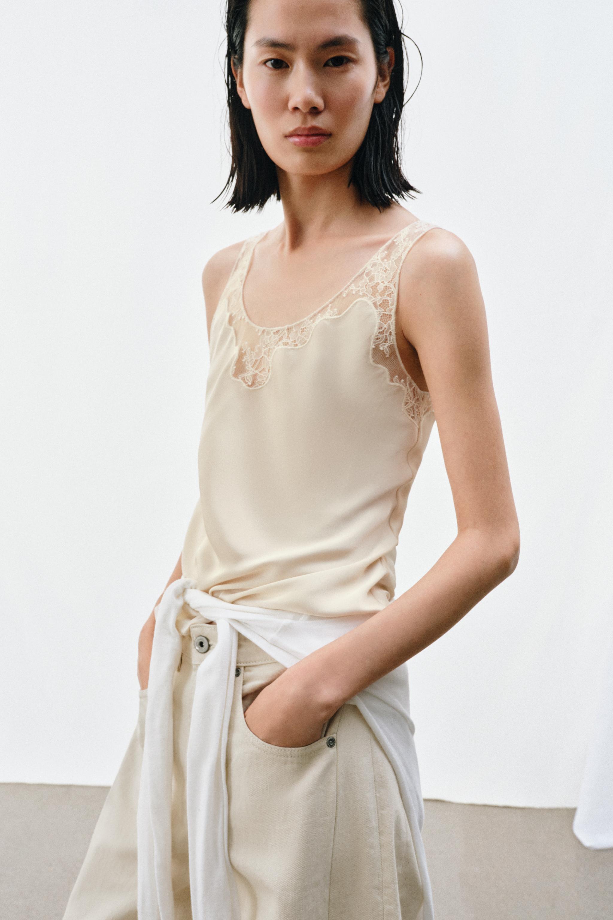 Satin Effect Lace Top Zw Collection