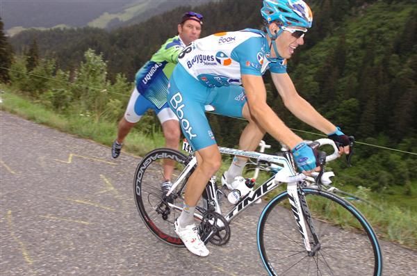 Pierre Rolland (Bbox Bougyues Telecom) on the Col de la Colombiere at the 2009 Tour de France