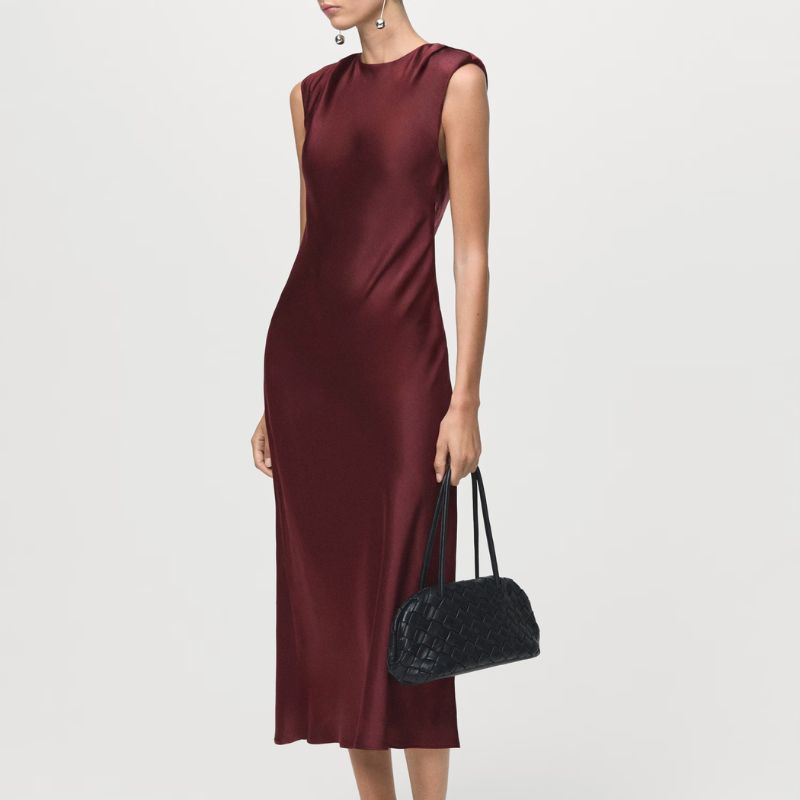 Mango, Fitted Satin Dress