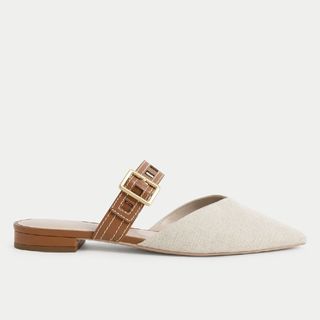  Charles & Keith Flat Linen Mule Pumps