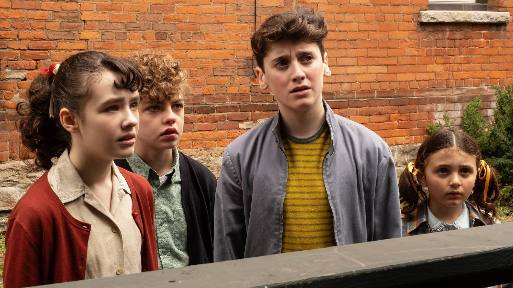 Clara Stack, Mikkal Karim Fidler, and Jack Molloy Legault in "IT: Welcome to Derry" on HBO Max