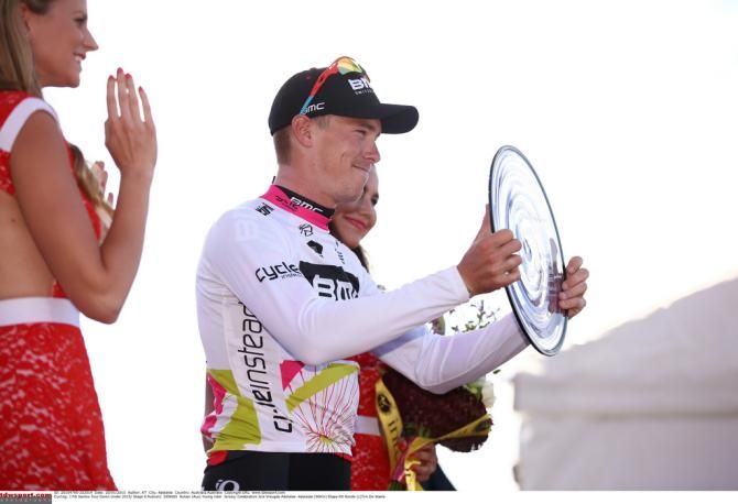 Rohan Dennis (BMC) shows off his best young rider trophy