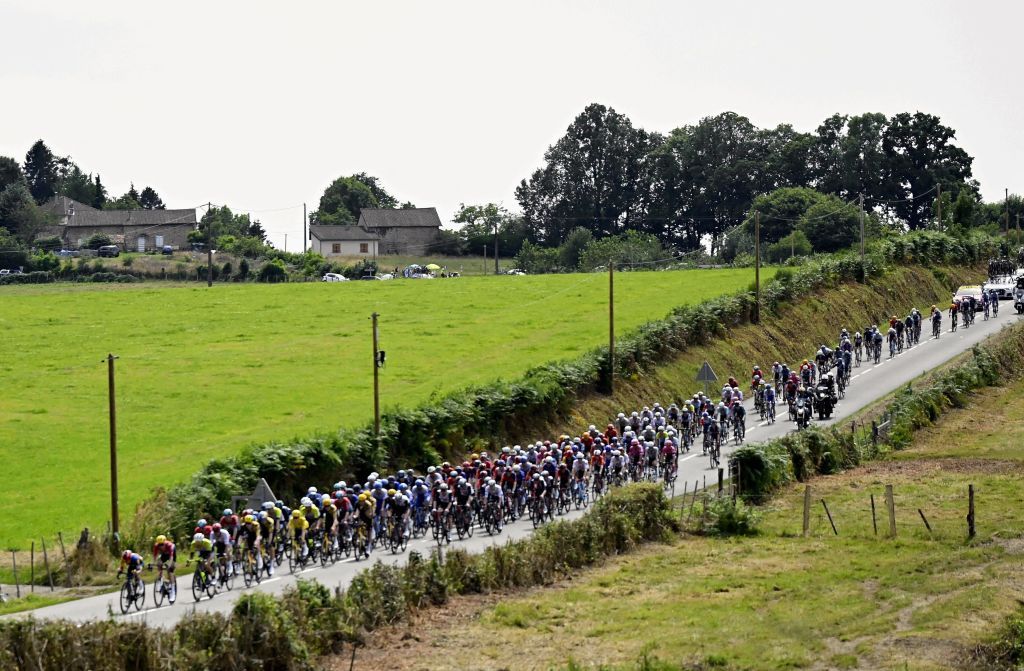 The pack of riders pictured in action during stage 8 of the Tour de France cycling race a 2007 km race from Libourne to Limoges France Saturday 08 July 2023 This years Tour de France takes place from 01 to 23 July 2023 BELGA PHOTO DIRK WAEM Photo by DIRK WAEM BELGA MAG Belga via AFP Photo by DIRK WAEMBELGA MAGAFP via Getty Images