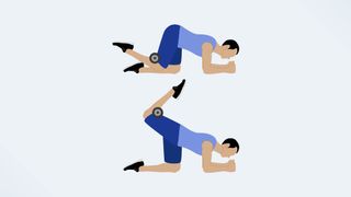 an illo of a man doing a weighted donkey kick