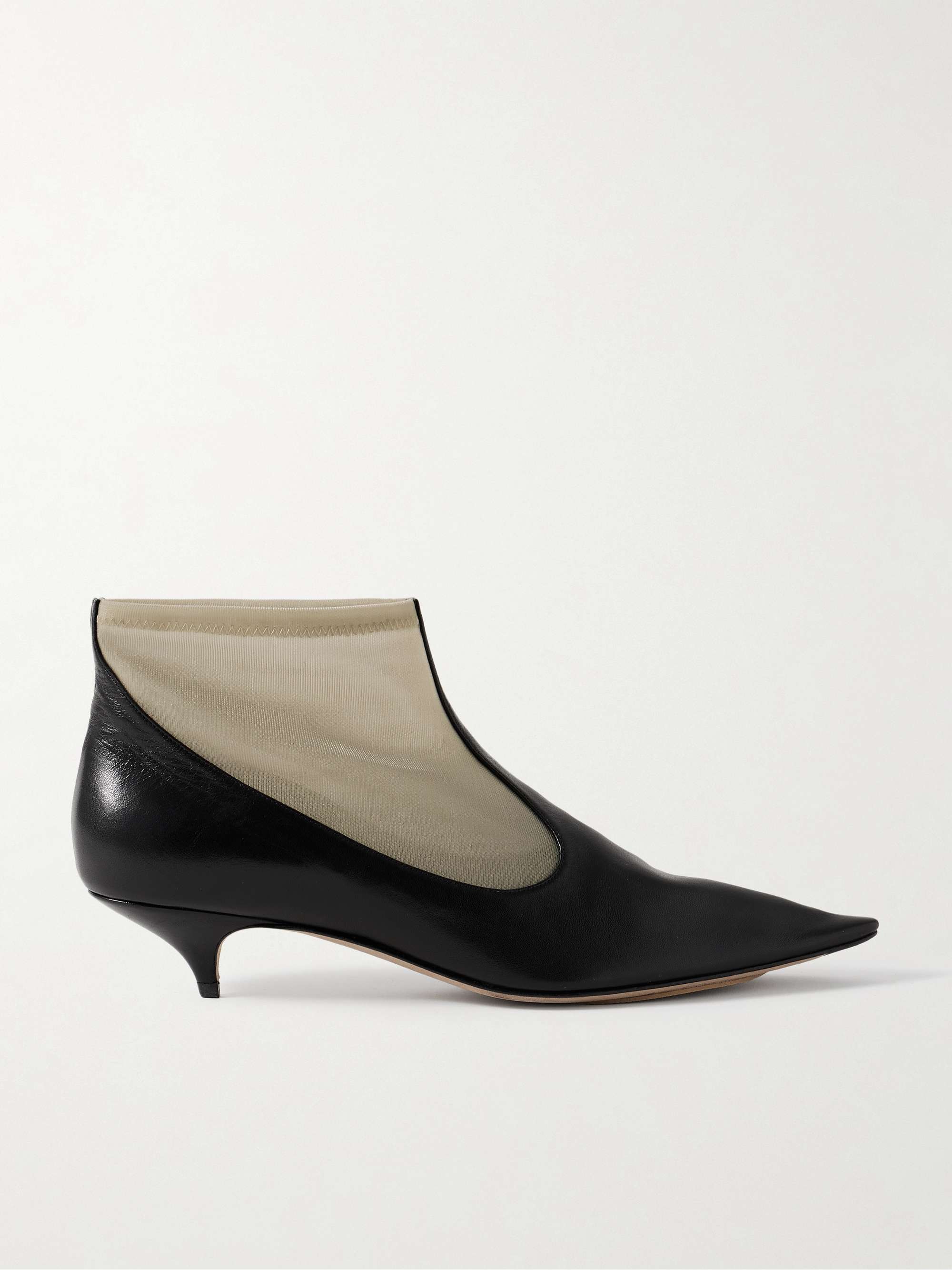 Leather and Mesh Ankle Boots