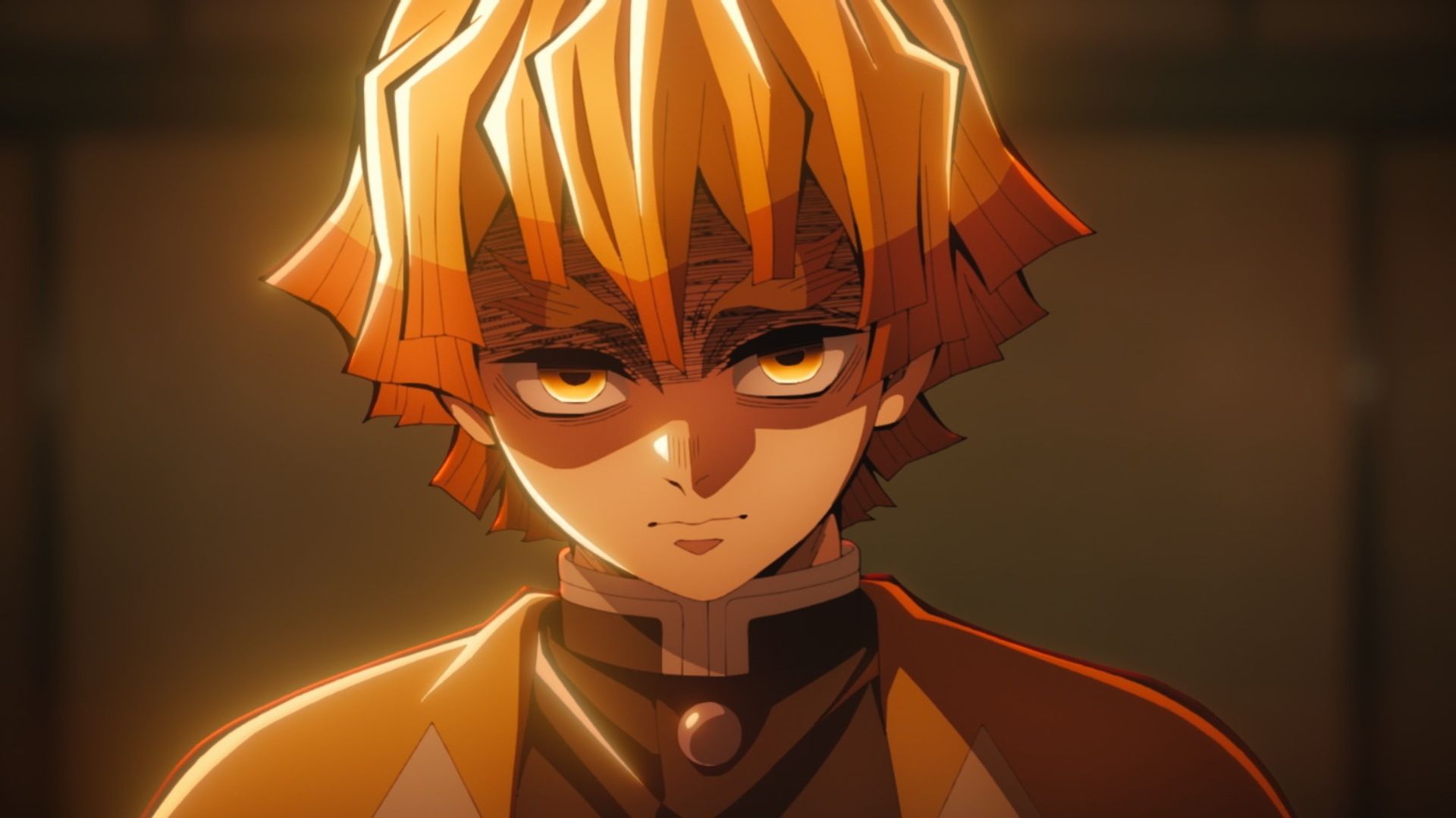 Zenitsu facing down his opponent in Demon Slayer Infinity Castle