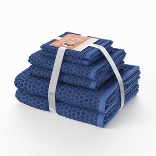 Beautiful Dot Textured 6pk Towel Set, 2 Bath, 2 Hand, 2 Wash - Smokey Blue by Drew Barrymore