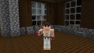 Minecraft skins - Ryu shows off his punch in front of a mansion