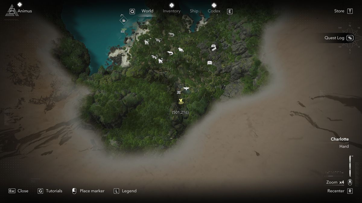 Black Flag Mayan stones: A map showing the location of a Mayan stone/stele on Long Bay, Charlotte.