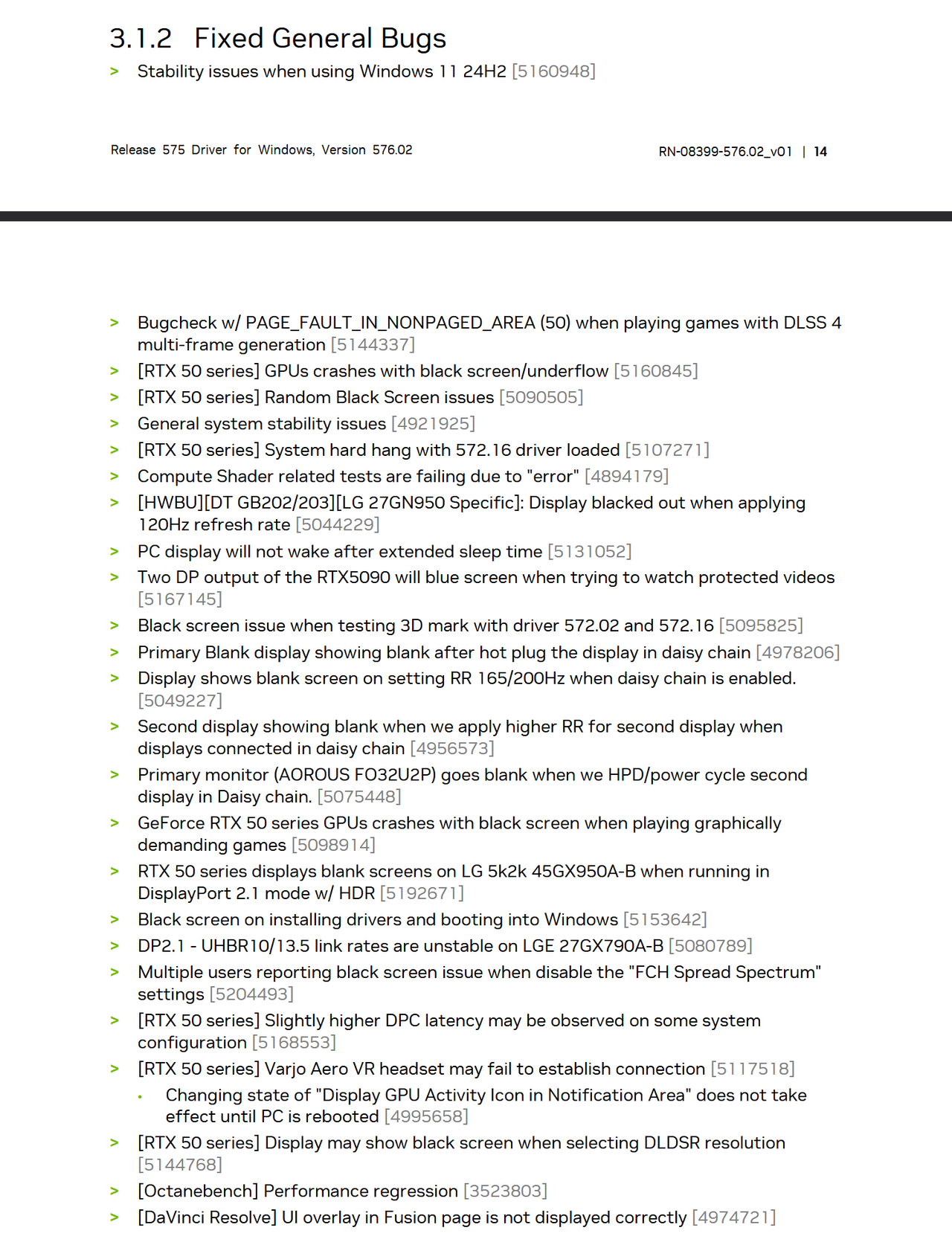 Nvidia 576.02 bug fixes