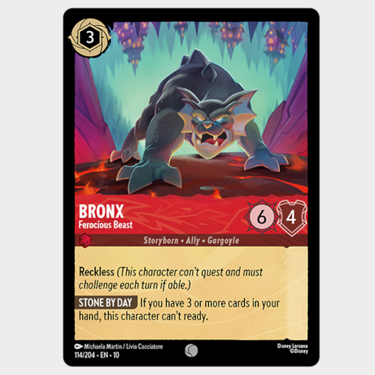 Disney Lorcana Gargoyles card on a plain background