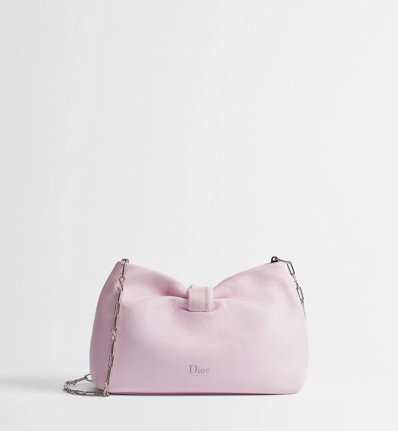 Dior , Small Dior Bow Bag in Rose Songe Lambskin