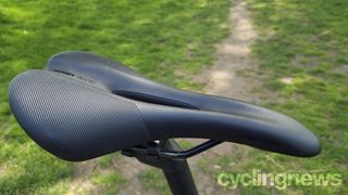 A close up view of the Triban Women's ErgoFit saddle
