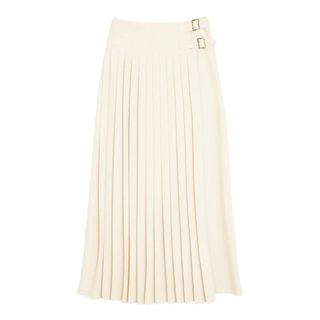 Karen Millen pTailored Crepe Buckle Detail Pleated Midaxi Skirt, similar to Kate Middleton's pleated Wimbledon skirt