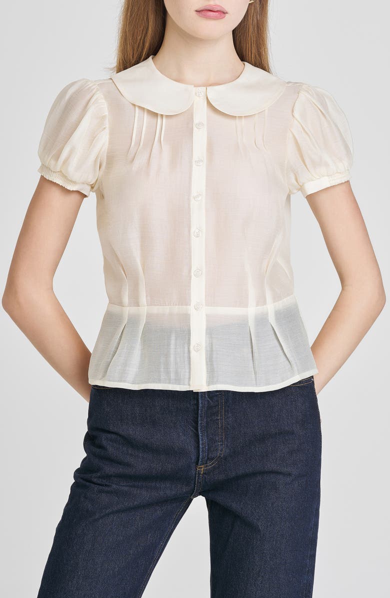 Kit Puff Sleeve Semisheer Peplum Top
